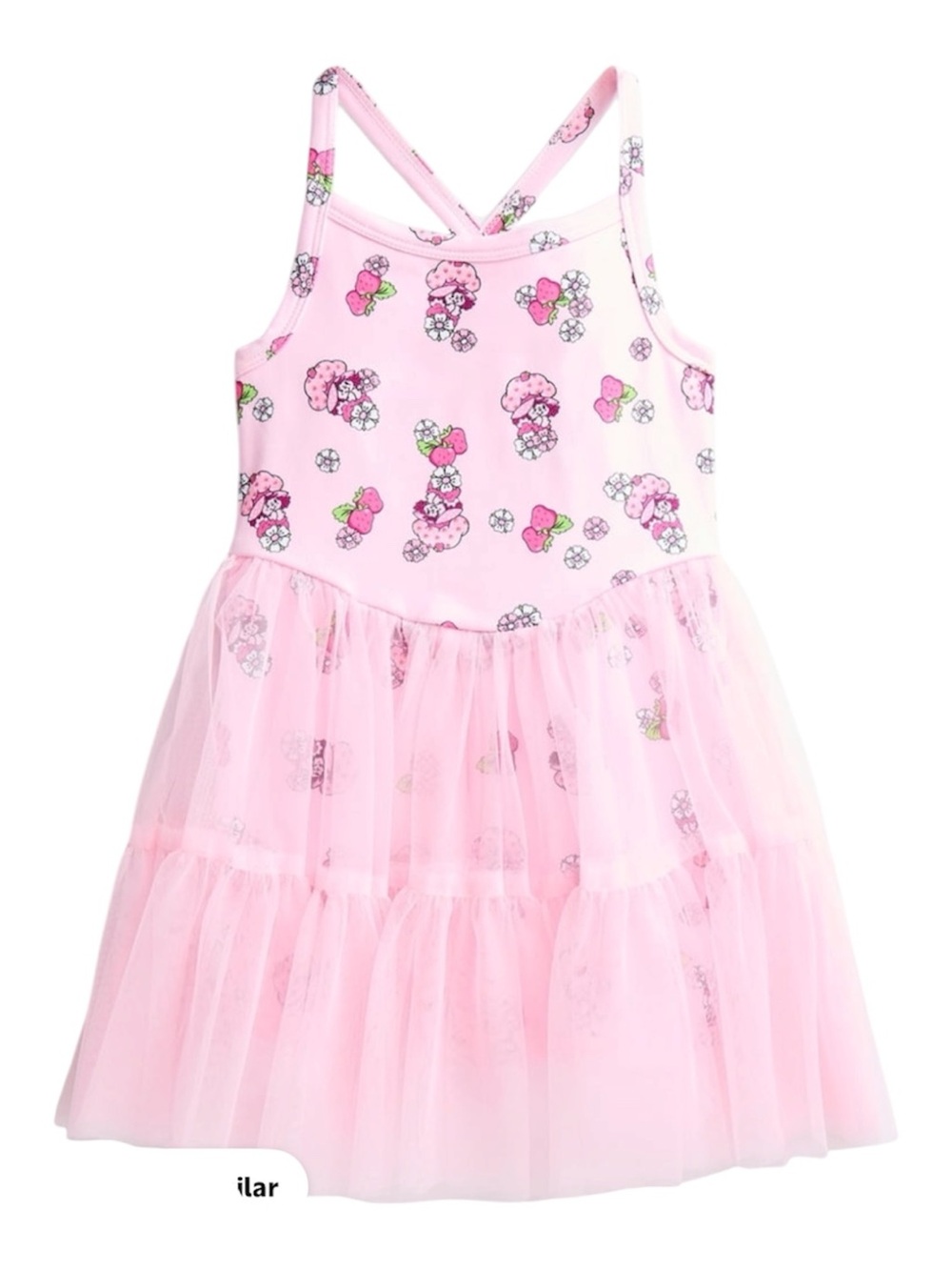 Strawberry Shortcake - Sleevless Criss Cross Back All Over Print Tulle Romper